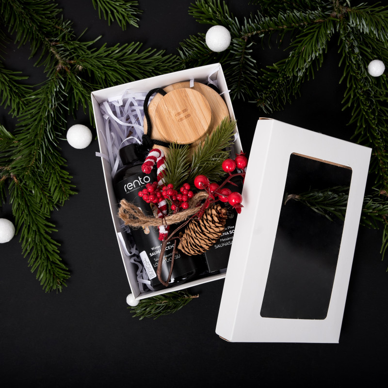 Σετ δώρου σε κουτί δώρου WINTER SPICES. Αρωματικό εκχύλισμα, πινέλο σώματος και σαπούνι.