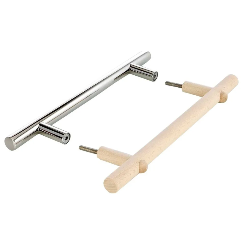 Σετ χειρολαβών πόρτας από ανοξείδωτο ατσάλι και ξύλο