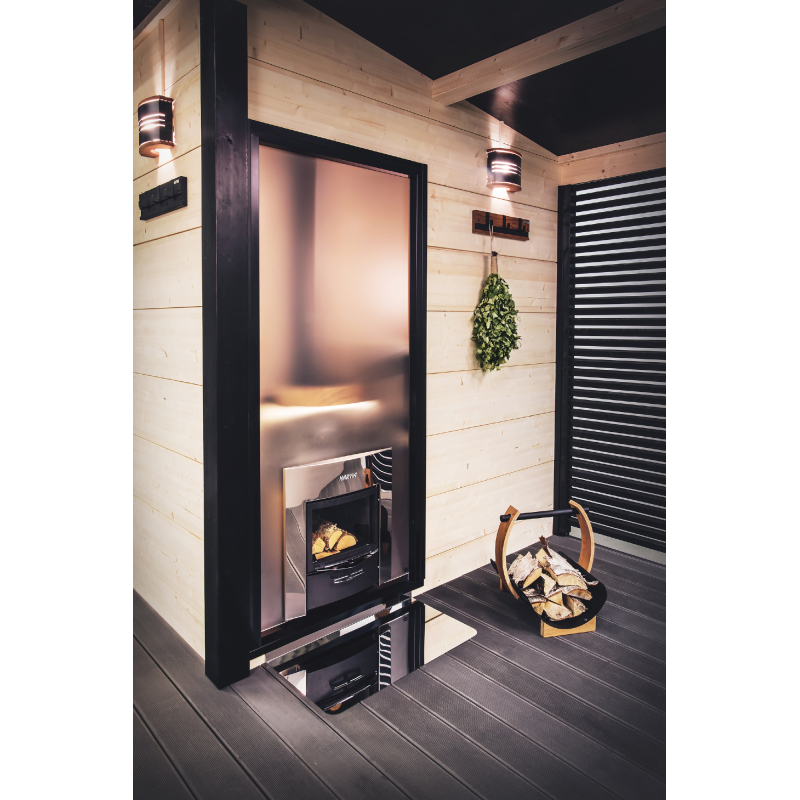 HARVIA Duo γυάλινος τοίχος 9 x 19 με σκελετό, μαύρο αλουμίνιο