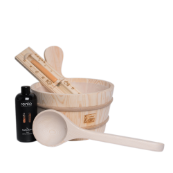 Ένα σετ αξεσουάρ σάουνας 