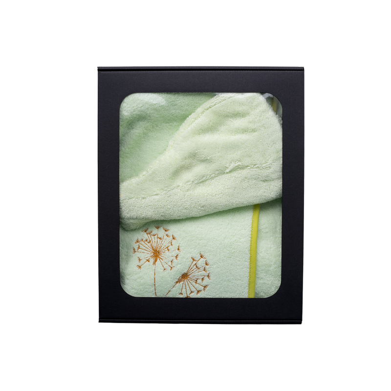 Σετ δώρου σε κουτί δώρου για ΑΥΤΗΝ. Γυναικείο καπέλο και ποδιά σάουνας ΑΝΟΙΧΤΟ ΠΡΑΣΙΝΟ