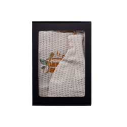 Σετ δώρου σε κουτί δώρου για ΑΥΤΟΝ. Ανδρικό καπέλο και ποδιά σάουνας - ΛΙΝΟ, κεντημένο 