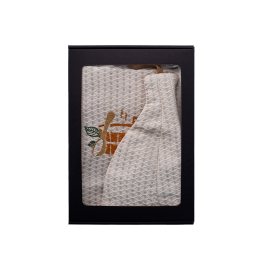 Σετ δώρου σε κουτί δώρου για ΑΥΤΟΝ. Ανδρικό καπέλο και ποδιά σάουνας - ΛΙΝΟ, κεντημένο 