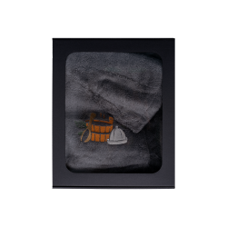 Σετ δώρου σε κουτί δώρου για ΑΥΤΟΝ. Ανδρικό καπέλο και ποδιά σάουνας - ΓΚΡΙ 
