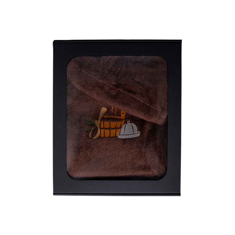 Σετ δώρου σε κουτί δώρου για ΑΥΤΟΝ. Ανδρικό καπέλο και ποδιά σάουνας - ΚΑΦΕ