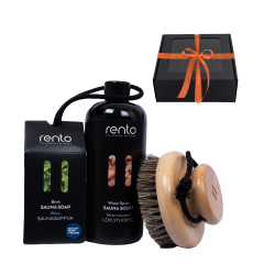 Σετ δώρου σε κουτί δώρου WINTER SPICES. Αρωματικό εκχύλισμα, πινέλο σώματος και σαπούνι. 