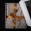 Σετ δώρου για Αυτή - ΛΙΝΟ, 75x140 cm, σε συσκευασία δώρου. Ποδιά και καπέλο για σάουνα - 0