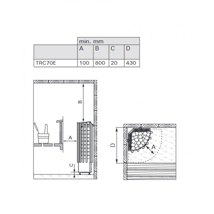 Ηλεκτρική σόμπα σάουνας - HARVIA Glow Corner TRC70E 6,8 kW
