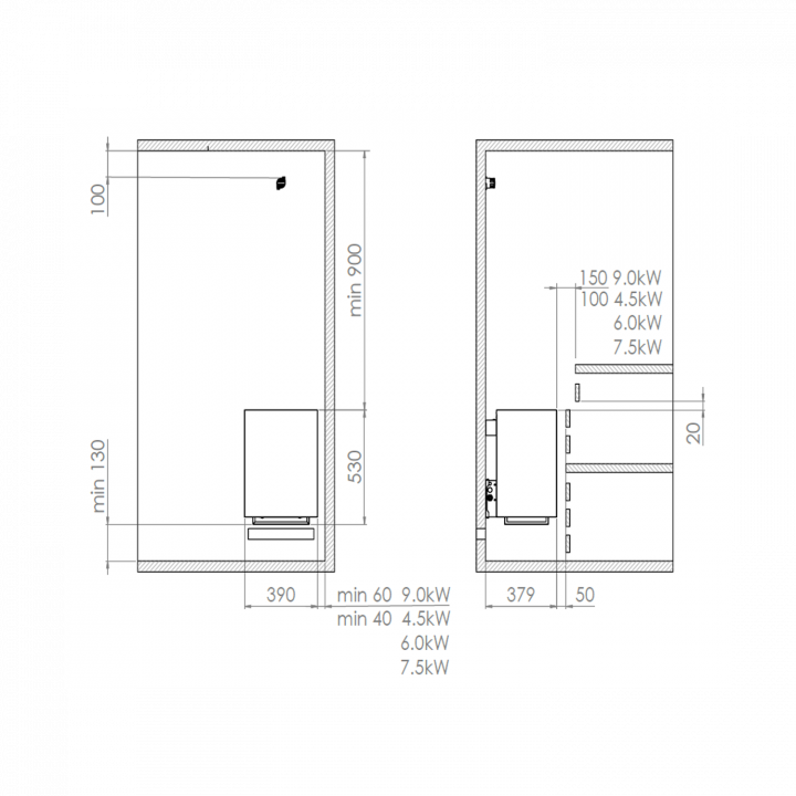 Ηλεκτρική θερμάστρα σάουνας - Harvia Virta Wall HLW75E 7,5 kW