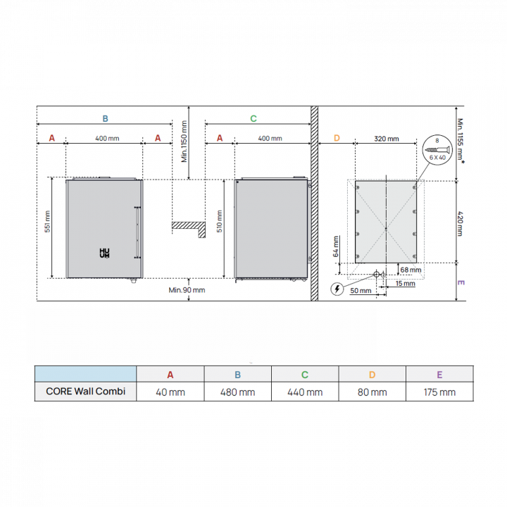 Ηλεκτρικός θερμαντήρας σάουνας - HUUM Core Wall Combi, μαύρος