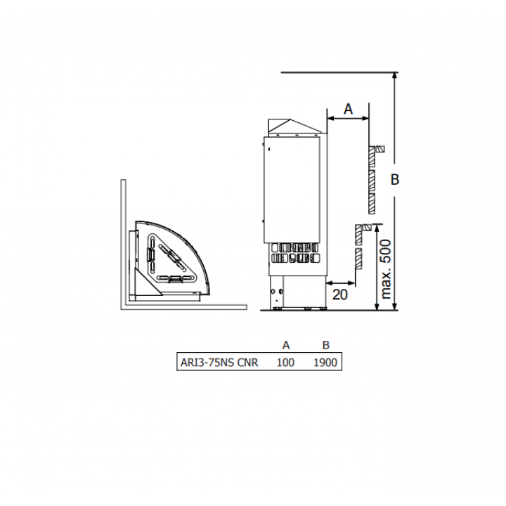 Ηλεκτρικός θερμαντήρας σάουνας – SAWOTEC Ari Corner 7,5 kW, χωρίς μονάδα ελέγχου