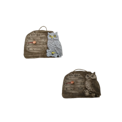 Κεραμικό θερμόμετρο σάουνας - κουκουβάγια σε κλαδί 