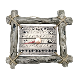 Κεραμικό θερμόμετρο σάουνας - σε πλαίσιο κλαδιών 