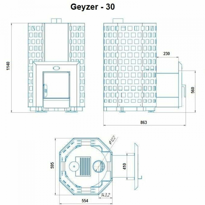 Θερμαντήρας σάουνας με καύση ξύλου - NOVA GEYZER 30