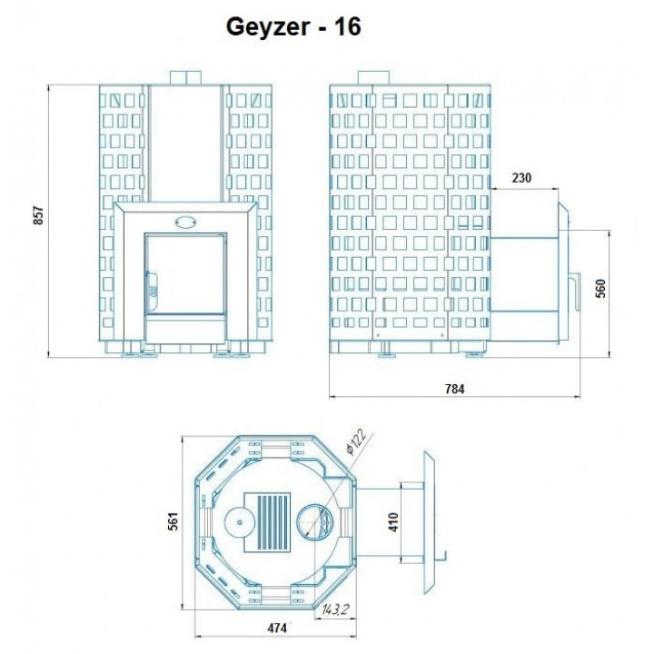 Θερμαντήρας σάουνας με καύση ξύλου - NOVA GEYZER 16
