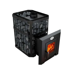 Θερμοσίφωνο σάουνας με ξύλα - NOVA KLASSIK 12 με δίκτυο, γυάλινες πόρτες 