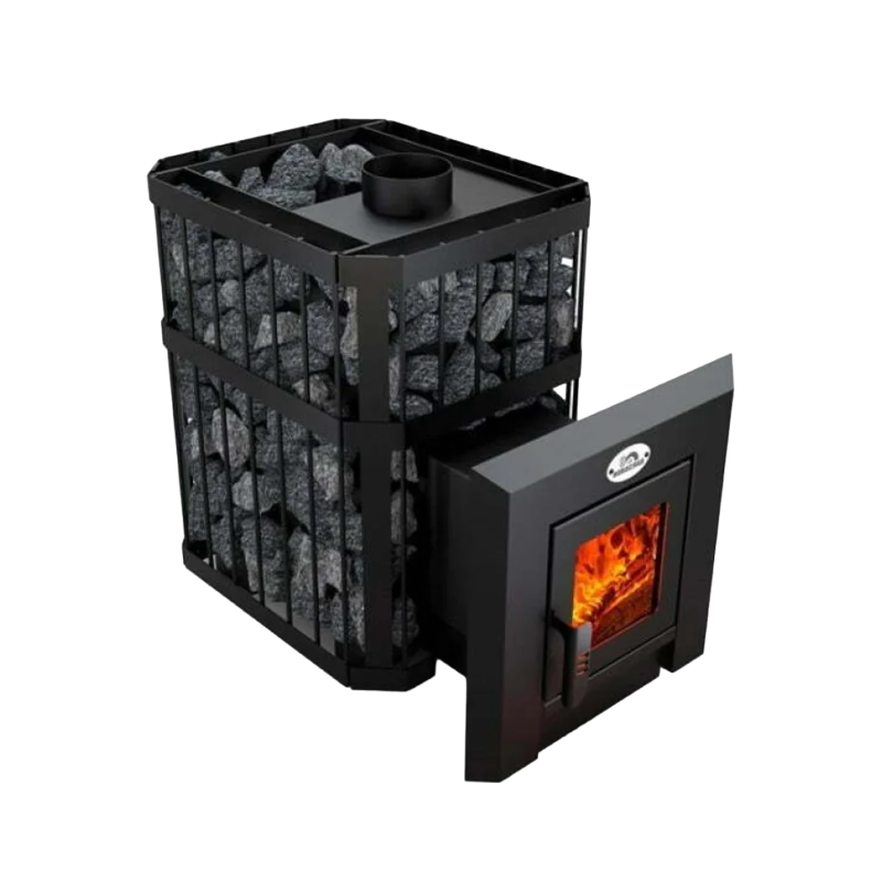 Θερμοσίφωνο σάουνας με ξύλα - NOVA KLASSIK 18 με δίκτυο, γυάλινες πόρτες