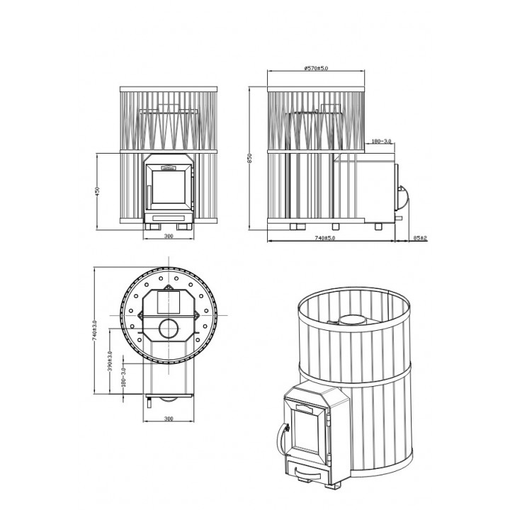 Ξυλόσομπα σάουνας - STOVEMAN CROWN 20R-LS