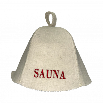 Καπέλο σάουνας - SAUNA, με κόκκινα γράμματα