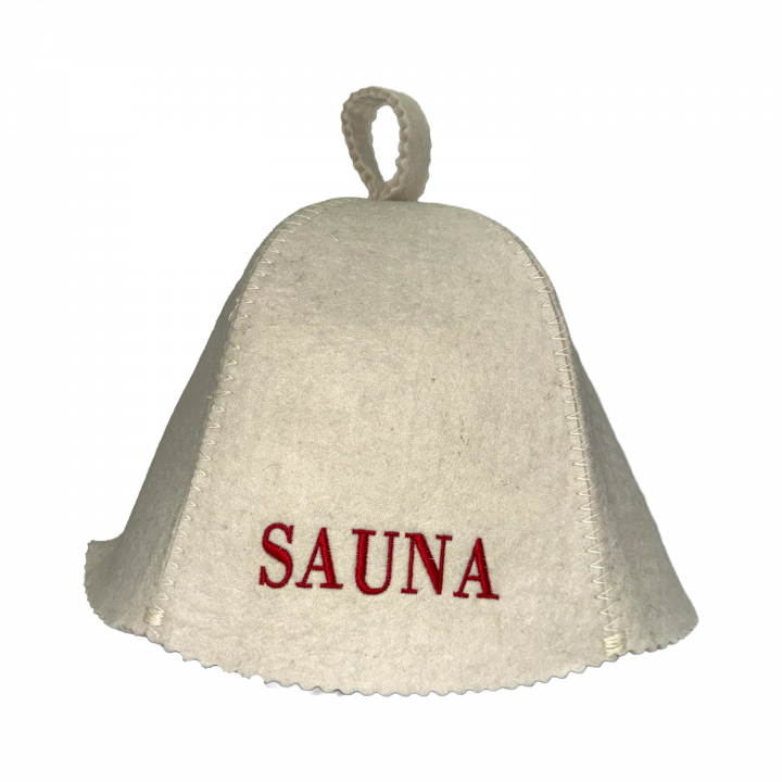 Καπέλο σάουνας - SAUNA, με κόκκινα γράμματα