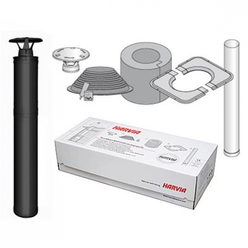 Σετ καμινάδας από χάλυβα με μόνωση - HARVIA, μαύρο