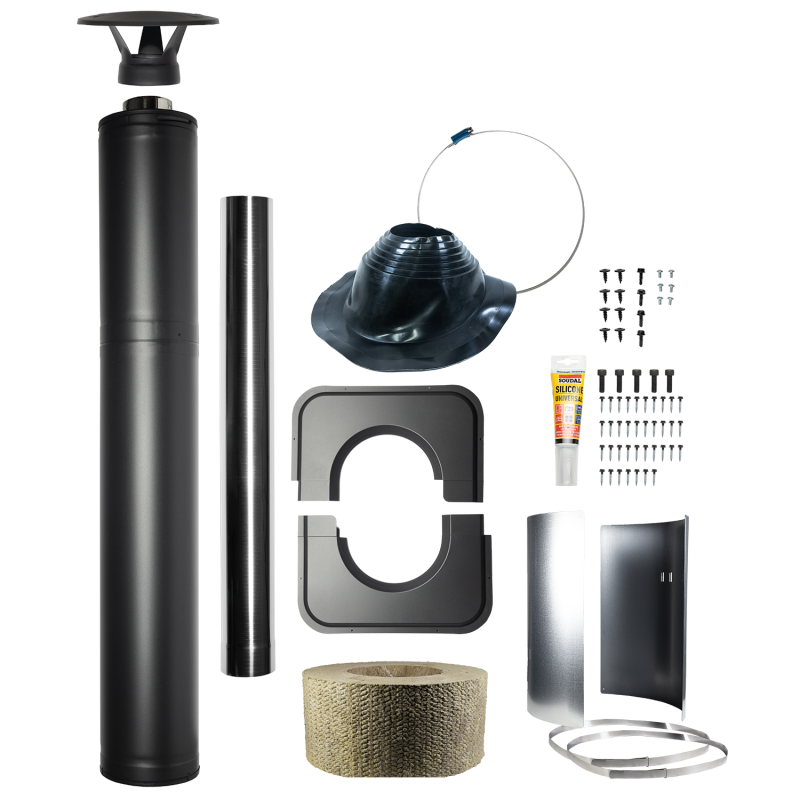 Σετ καμινάδας από χάλυβα με μόνωση - HARVIA, μαύρο