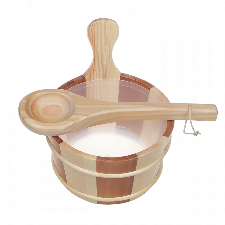 SAUFLEX ξύλινος κουβάς και κουτάλα 4 l, πεύκο, κέδρος