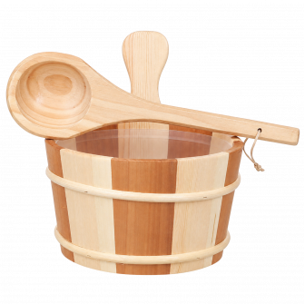 SAUFLEX ξύλινος κουβάς και κουτάλα 4 l, πεύκο, κέδρος