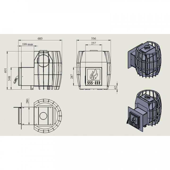 Ξυλόσομπα σάουνας – TEPLODAR ETNA Barrel 12